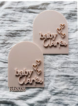 "baby [surname]" Double layered acrylic pregnancy announcement plaque