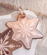Mirror gingerbread snowflake star ornament with clear or frosted overlay