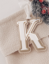 Christmas triple layered initial tag