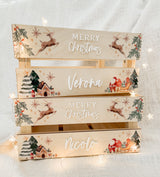 Christmas crate - Sleigh and reindeer printed design