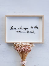 Traced handwriting frame