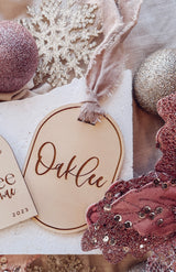 Oval Christmas bauble with engraved name