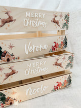 Christmas crate - Sleigh and reindeer printed design