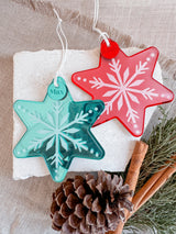 Mirror gingerbread snowflake star ornament with clear or frosted overlay