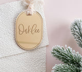 Oval Christmas bauble with engraved name