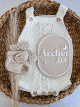 Oval crescent moon and stars baby announcement plaque