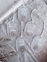 “Carried for a moment, loved for a lifetime” Oval Christmas memorial angel bauble