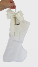 Linen Christmas stocking with add-on removable bow