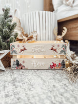 Christmas crate - Sleigh and reindeer printed design