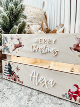 Christmas crate - Sleigh and reindeer printed design