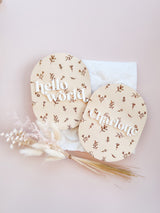 Oval baby announcement plaque with name - floral