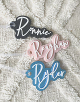 Double layered name bag tag