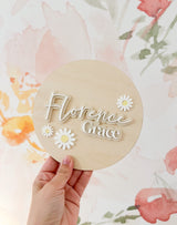 Daisy plaque - double layered acrylic name