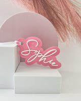 Double layered name bag tag