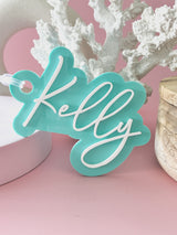 Double layered name bag tag