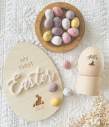Solid wooden egg with stand included