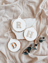 Round bauble ornament with initial