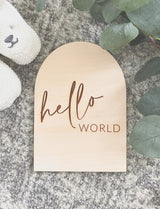"Hello world" arch announcement plaque