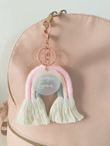 Macrame rainbow bag tag
