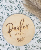 Name and middle name plaque with olive branch, botanical or no image