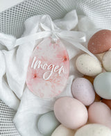 Printed Easter egg shaped tag