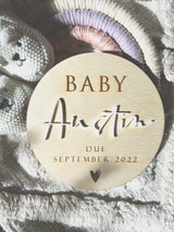Baby [surname] coming pregnancy announcement plaque
