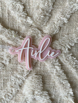 Double layered name bag tag