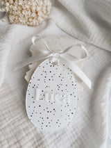 Printed Easter egg shaped tag
