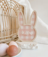 Personalised gingham freestanding Easter bunny keepsake