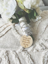 Wedding bouquet memorial photo tag with engraving
