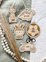 Wooden bag tag - various designs