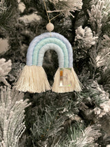 Macrame rainbow Christmas ornament - personalised with letter