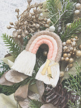 Macrame rainbow Christmas ornament - personalised with letter