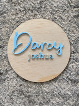 First and middle name birth announcement plaque