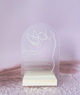 Mummy to an Angel plaque with timber base