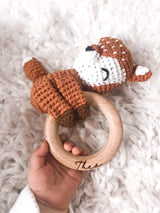 Crochet baby rattle - Fox