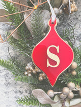 Teardrop bauble ornament with initial