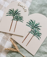 Personalised Arch plaque with printed palm trees and name