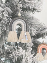 Macrame rainbow Christmas ornament - personalised with letter