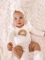 Crescent moon wooden rattle -  olive branch and “love you to the moon”