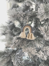 Macrame rainbow Christmas ornament - personalised with letter