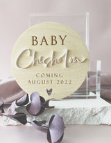 Baby [surname] coming pregnancy announcement plaque