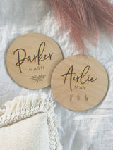 Name and middle name plaque with olive branch, botanical or no image