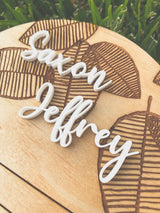 Baby’s name leaf design birth announcement plaque
