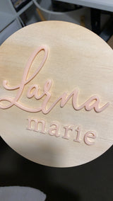 First and middle name birth announcement plaque