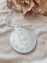 Mirror Christmas bauble ornament - your choice of text