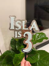 Double layered floating cake topper