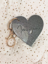 Black glitter Acrylic bag tag / key ring / luggage tag