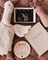 Baby [surname] coming pregnancy announcement plaque