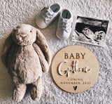 Baby [surname] coming pregnancy announcement plaque